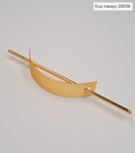 Дуга метал із заколкою для волосся золотого кольору 251036 фото 2