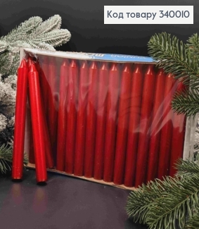 Свічка кольору Червоний Металік, довж. 18см, 4год/горіння, YUNIOR CANDLE 340010 фото