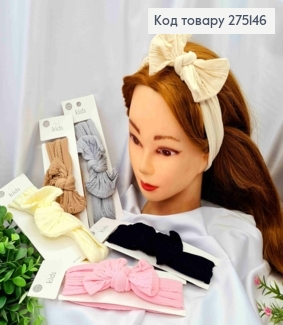 Пов'язка дитяча "Бантик", з якісного капрону, Пастельні кольори в асортименті, довжина 32см 275146 фото