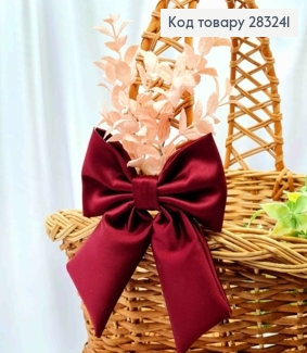 Повязка для корзины БАРДОВЫЙ Бант с Розовым приложением, на завязках, размер 13*24см, Украина 283241 фото