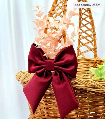 Повязка для корзины БАРДОВЫЙ Бант с Розовым приложением, на завязках, размер 13*24см, Украина 283241 фото 1