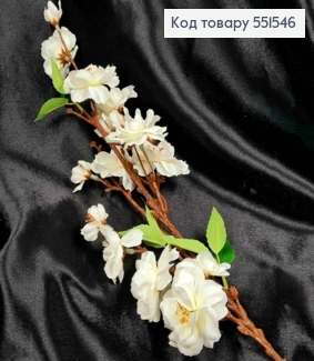 Искусственная веточка Яблоневый Цвет, БЕЛОГО цвета на металлическом стержне, высота 62см. 551546 фото