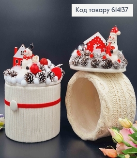 Дерев"яна коробка17*17см БІЛИЙ, з декоративною кришкою з СНІКОВИКОМ 12см, ручна робота, УКраїна 614137 фото