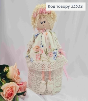 Коробка подарочная (17*13,5см), КУКЛА (23см) (Розовый бант-цветок), ручная работа, Украина. 333021 фото