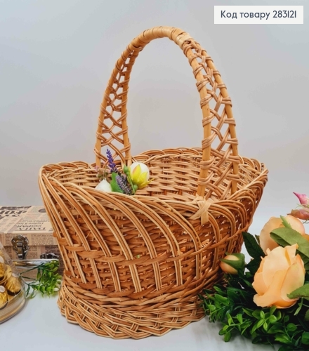 Кошик плетений КОБРА, Човник, 37*29*15см, +ручка 19см, УКРАЇНА 283121 фото 1