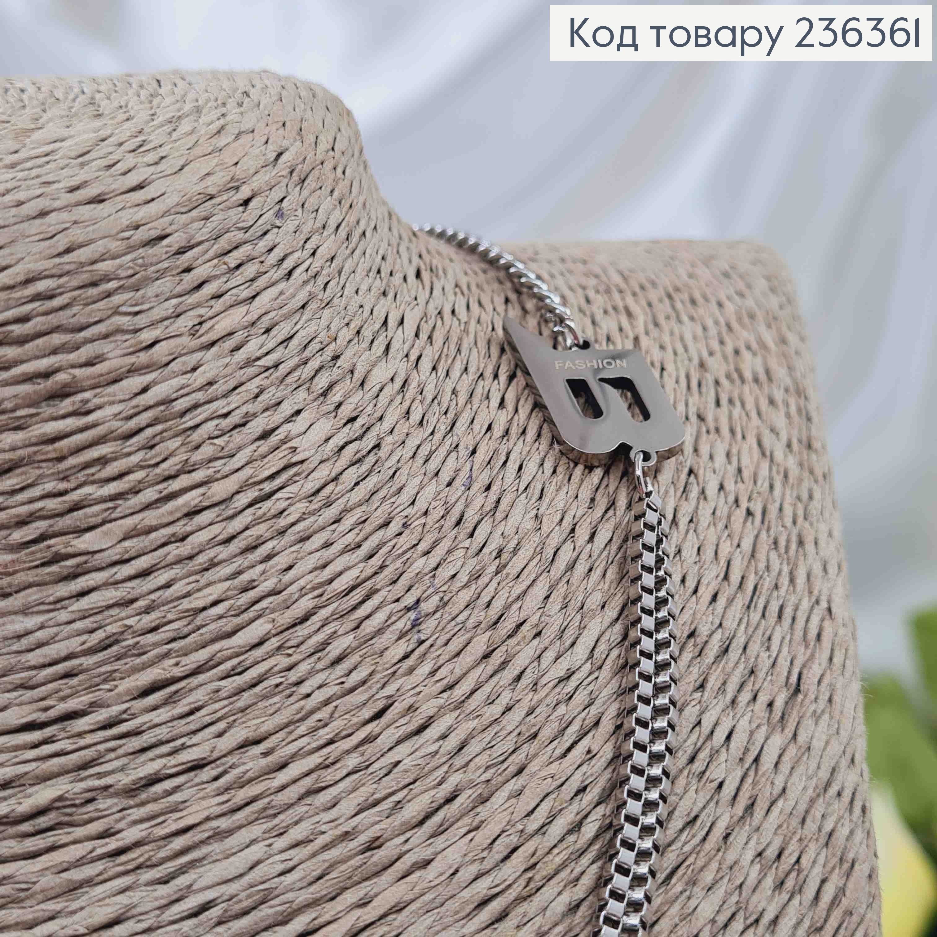 Підвіска на шию, комбінована, з підвіскою камінцем та перлинками, та емблемою "Фешн", довж. 45+5см 236361 фото 3