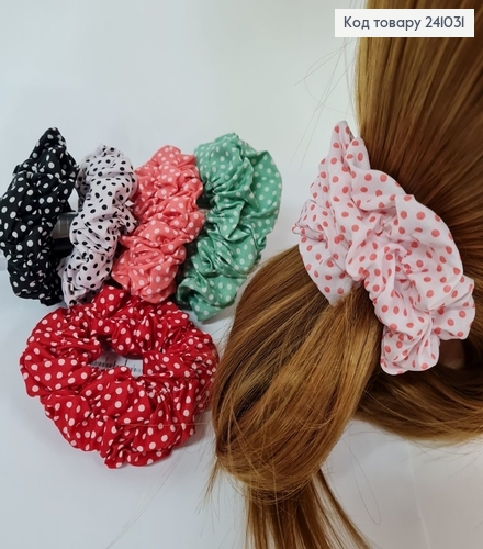 Резинка ткань объемная в горошек в асс. 241031 фото 1