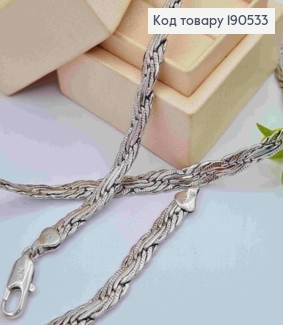 Цепочка родованая плетение КОСИЧКА, ширина 6мм, длина 60см, Xuping 190533 фото