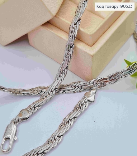 Цепочка родованая плетение КОСИЧКА, ширина 6мм, длина 60см, Xuping 190533 фото 1