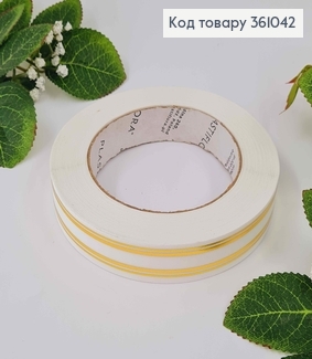 Лента полипропиленовая, БЕЛАЯ, с золотым кантом, шир. 2см, дл. 50ярд. 361042 фото