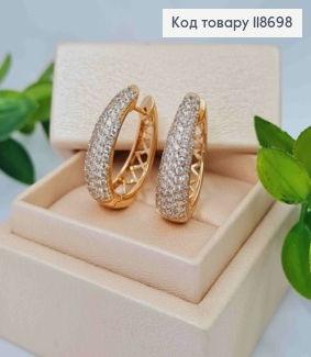 Серьги "Овальные" украшены Блестящими камнями, 2,4см, застежка шпилька, Xuping 18К 118698 фото