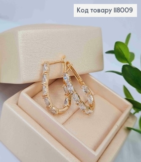 Серьги овальные украшены блестящими камешками, 2,4см, английская застежка, Xuping 18K 118009 фото