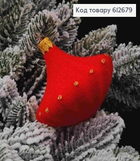 Фігурка  оксамитова "ДЗИГА" , ЧЕРВОНА, розмір 7*8см,новорічна прикраса пластикова, Україна 612679 фото