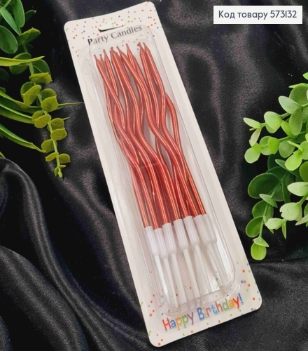 Свечи для торта, витые, ВИШНЕВЫЕ Металлик, 12шт/уп. 11,5+4см, Украина 573132 фото 1