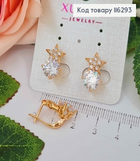 Серьги "Starry sky" с большим камешком, 1,5см, англ. зам. Xuping 18K 116293 фото