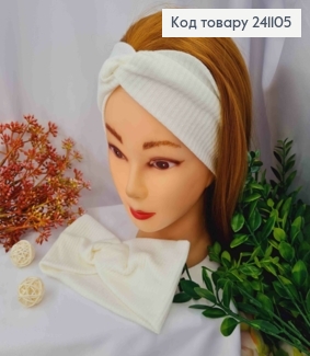 Повязка чалма, рубчик-мягкий, детская, БЕЛОГО цвета, диаметр 38см, шир.9см, ручная работа. 241105 фото