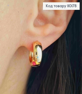 Сережки Кільця широкі, ширина 5мм, діаметр 1,4см, Xuping 18K 110178 фото