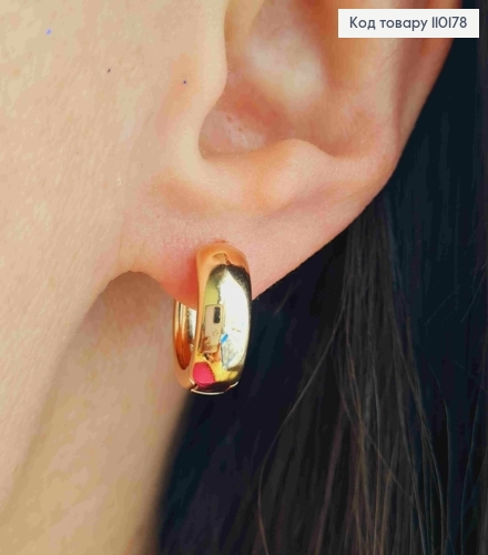 Серьги Кольца широкие, ширина 5мм, диаметр 1,4см, Xuping 18K 110178 фото 1