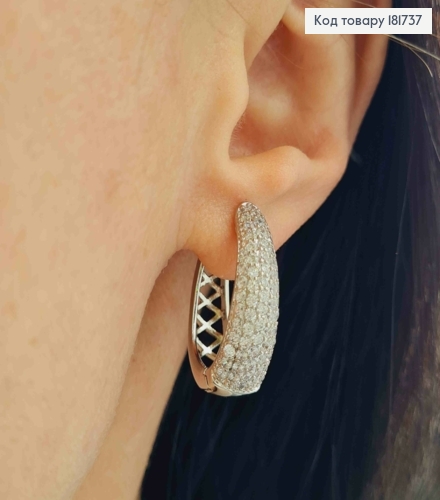 Сережки родовані "Овальні" прикрашені Блискучим камінням, 2,4см, застібка шпилька, Xuping 181737 фото 2