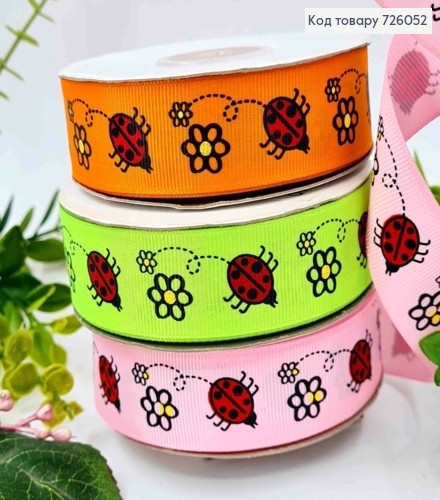 Лента репсовая, с принтом "Бедрик" в ассортименте, ширина 2,5см, длина 25 ярдов (23м) 726052 фото 1