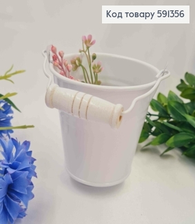 Відерце-кашпо, метал, білого кольору, висота 7,5см, Польща 591356 фото