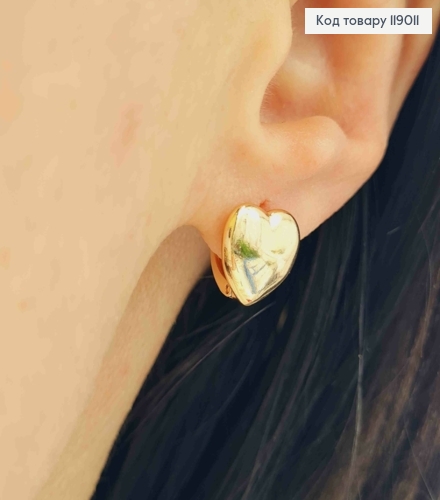 Серьги-кольца Сердце (размер 1*1,1см) ,Xuping 18K 119011 фото 2