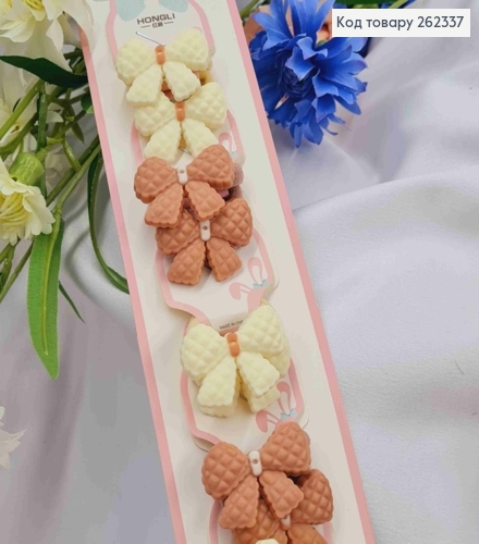 Набор резинок бежевых (20шт) БАНТИК, размер 3,5*2см, резинка 3см, цвета в ассорт. 262337 фото 1