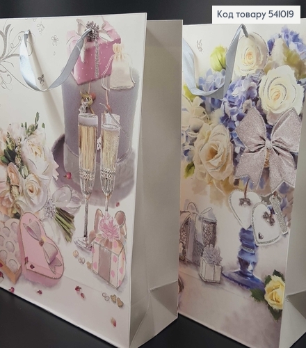 Пакет бумажный большой свадебный 31х40х12 см в асс. 541019 фото 2