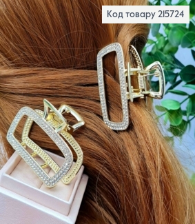 Краб металл "ПРЯМОУГОЛЬНЫЙ" с Блестящими камешками, 5см, Золотого цвета 215724 фото