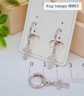 Серьги кольца с подвесными "Крестиками" (1,2*0,6см), диаметр 1,1см, Xuping 181863 фото