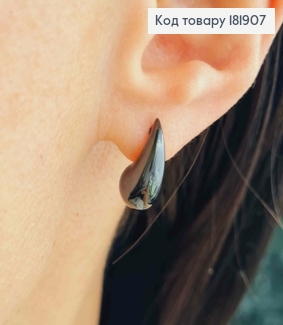 Серьги гвоздики черненые "Капелька", размером 1,5см, Xuping 181907 фото