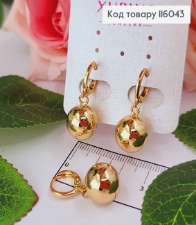Серьги кольца с подвесками шариками 1,3см, Xuping 18K 116043 фото