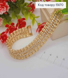 Браслет украшен Блестящими камешками по середине, ширина 1,5см, длина 18см, Xuping 18K 151170 фото