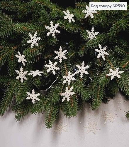 Новорічна фігура, набір Сніжинок, пластик, БІЛІ+БЛИСК, 20шт/уп, 3,5см, Україна 612590 фото 1