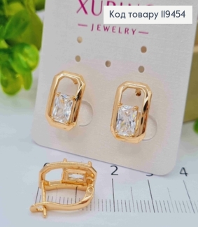 Серьги "Роуз" с Блестящим камнем, 1,5см, английская застежка, Xuping 18К 119454 фото