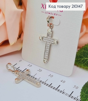 Крестик родованный, с камешками 2,5*1,5см, Xuping 18K 210147 фото
