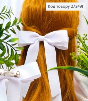 Бант БЕЛЫЙ, на заколке 4,5см, ткань репс, размер 20*13см, ручная работа 272491 фото