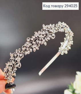 Діадема метал під срібло з камінцями 294025 фото