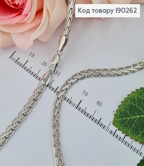 Цепочка родованная, плетение косичка 60см Xuping  190262 фото