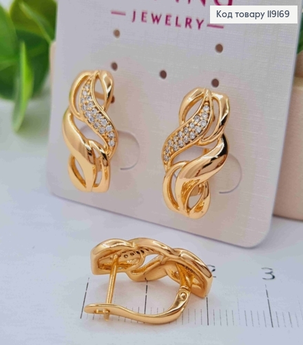 Серьги "Игривые" украшены Блестящими камешками, 1,9см, англ. 119169 фото 3