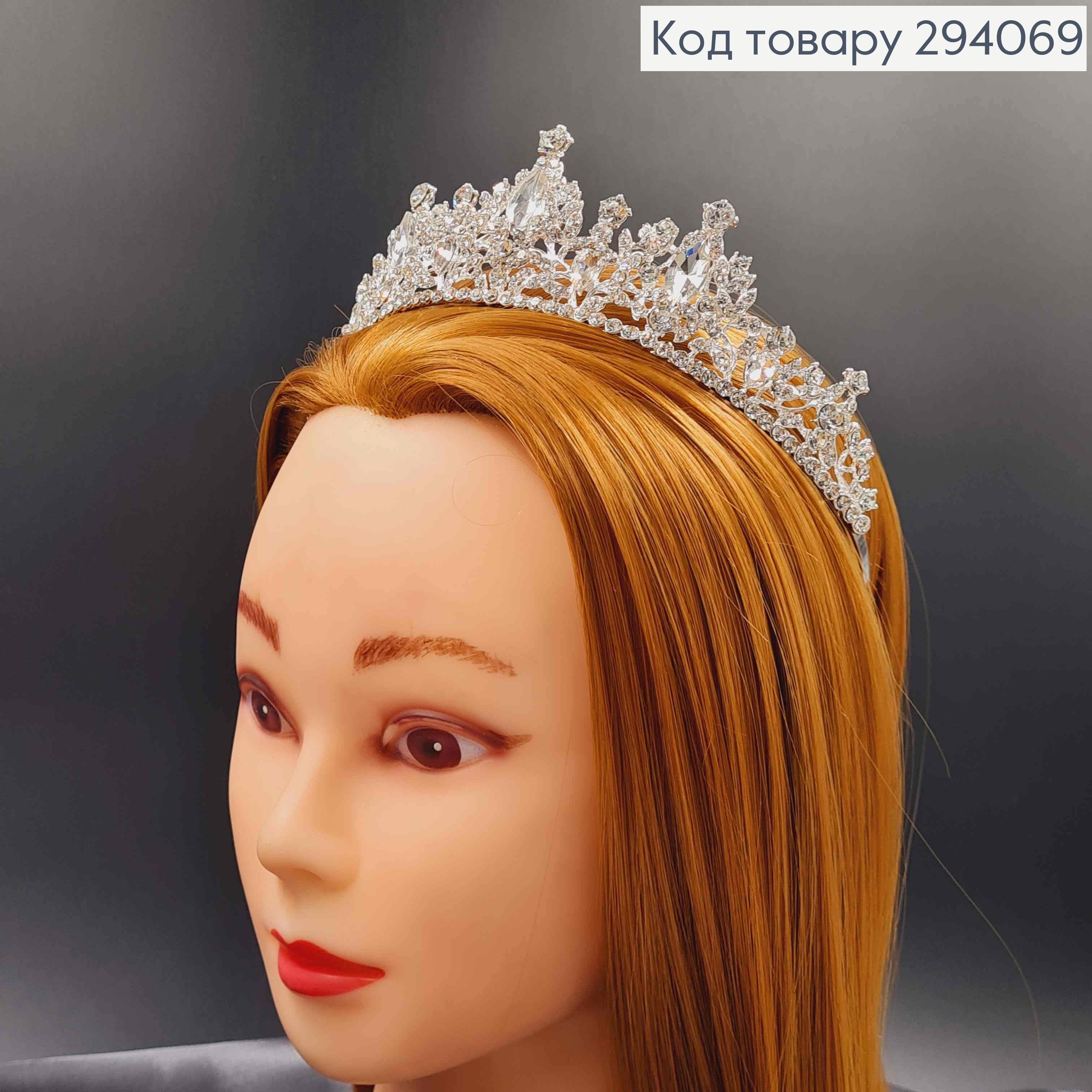 Тиара под серебро, "Романс" с белыми камешками. 294069 фото 2