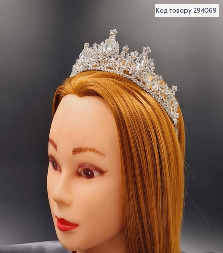 Тиара под серебро, "Романс" с белыми камешками. 294069 фото 2