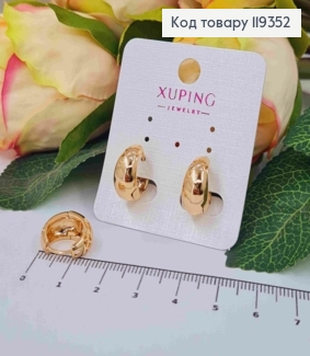 Серьги кольца с расширением вниз, диаметр 1,4см, Xuping 18К 119352 фото