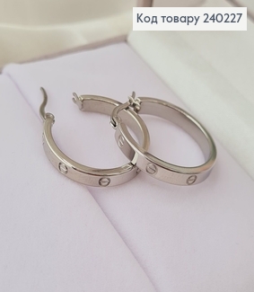 Сережки родированые кольца Cartier, 2,5*0,3см, Stainless Steel 240227 фото