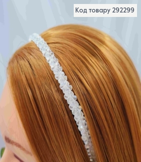 Обруч металевий Квіточки з Бусинок, Білого кольору, 9мм 292299 фото