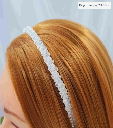 Обруч металлический Цветочки из Бусинок, Белого цвета, 9мм 292299 фото 1