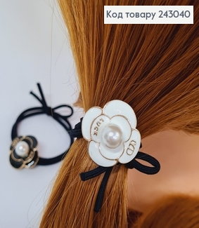 Резинка чорна  подвійна з квіточкою 243040 фото