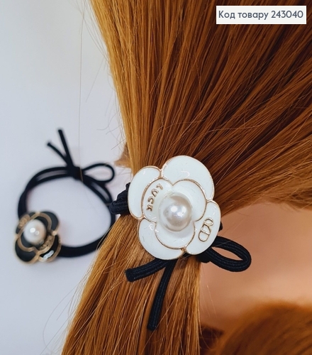 Резинка чорна  подвійна з квіточкою 243040 фото 1
