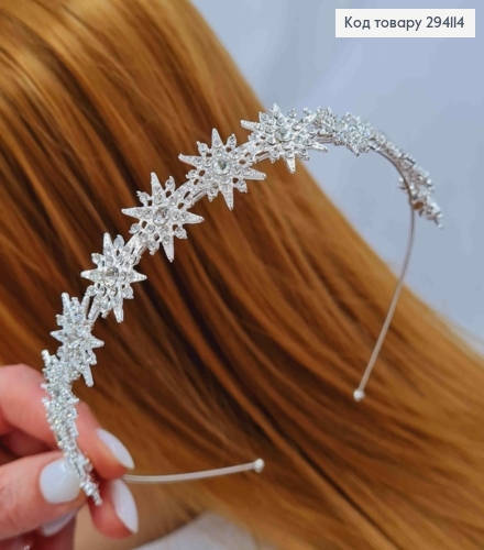 Тиара под серебро, "Звездочки" с Блестящими камешками, 2см 294114 фото 2