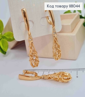 Серьги с подвижной ажурной подвеской, 2+2,9см, английская застежка, Xuping 18k 118044 фото